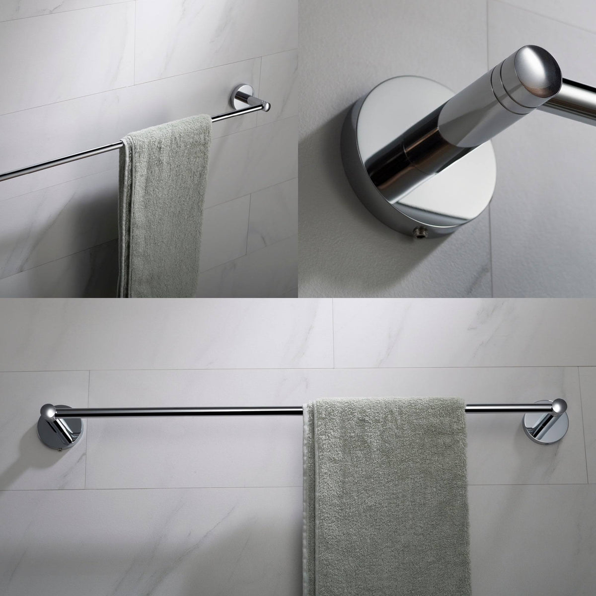 24 in. Brushed Nickel Bath Hardware Set with Towel Bar Paper Holder Towel Ring Robe Hook 4 Piece J5208