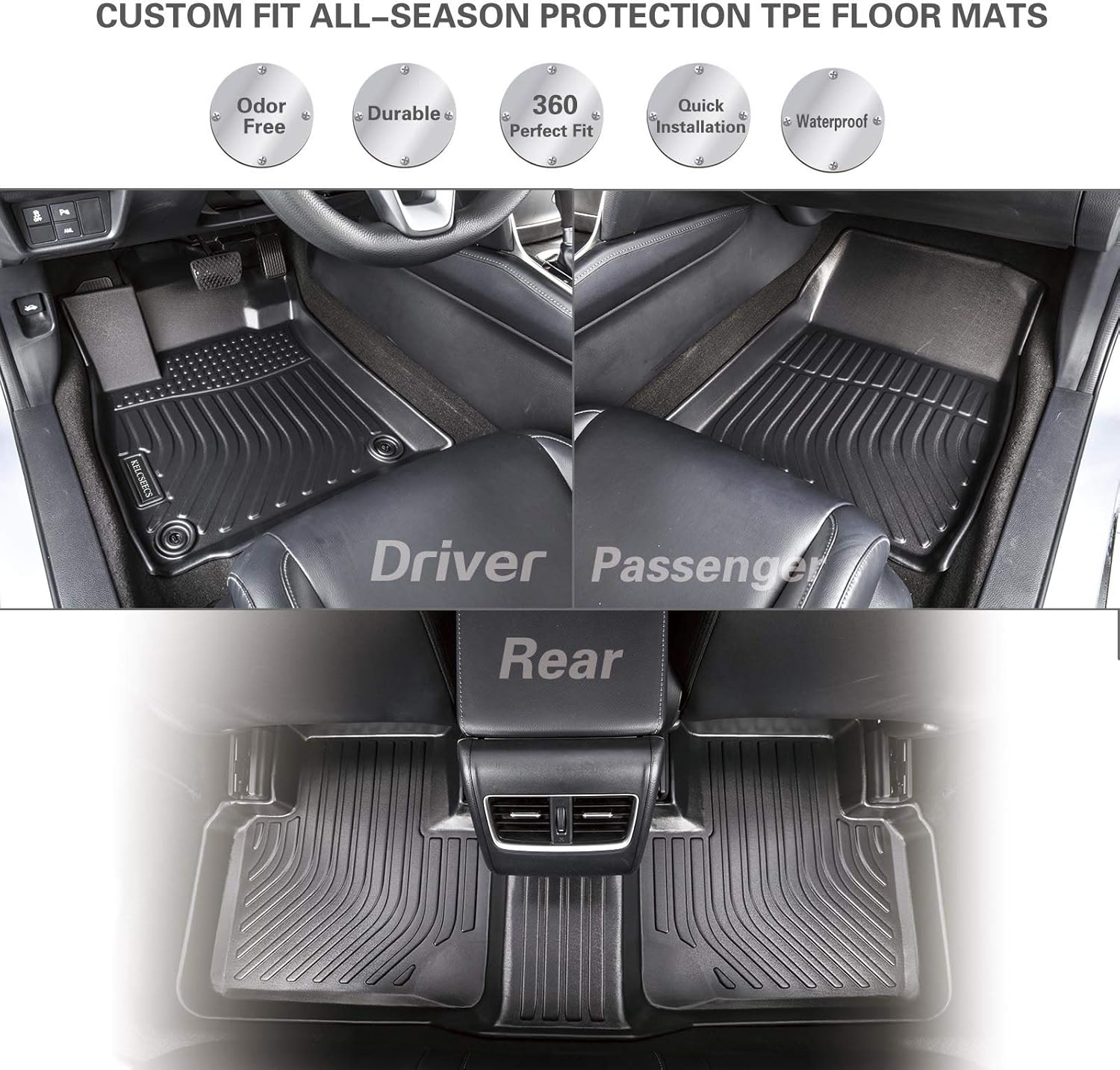All Weather Guard Car Mats Front & Rear Row Full Set X262922