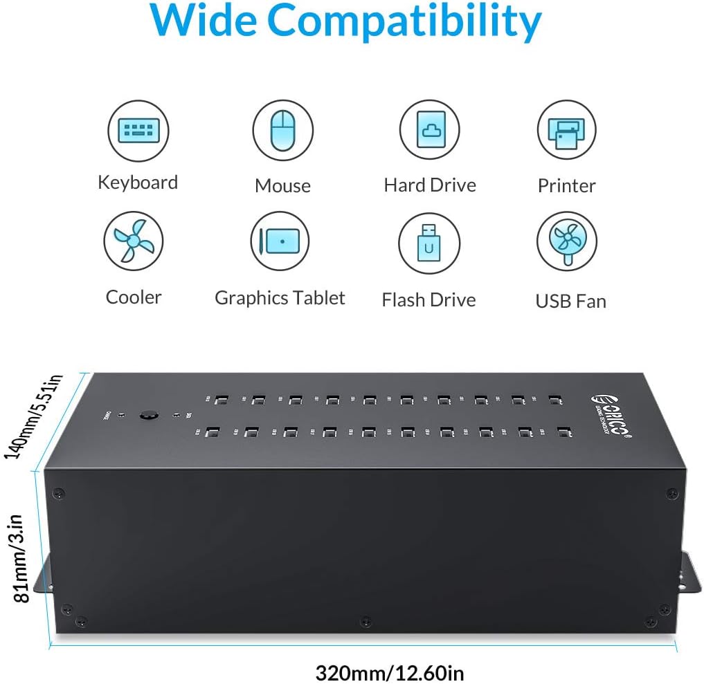 20 Ports USB 2.0 Hub with Metal Case J80779