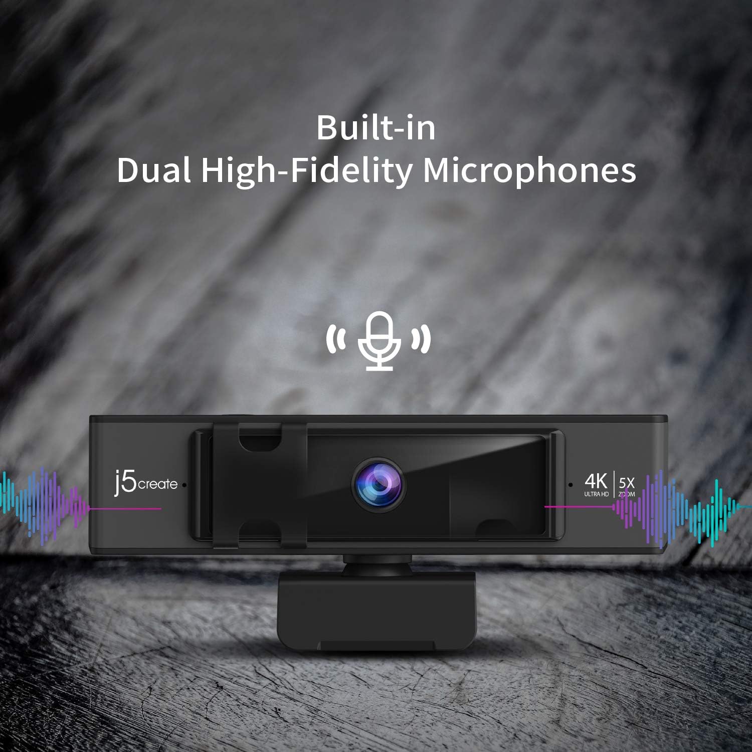 4K Ultra HD Webcam with 5X Digital Zoom, Privacy Cover, Dual Microphones, USB-C K198