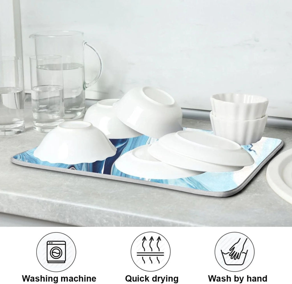 Blue Powder Dish Drying Mat 16x18Inch L133607