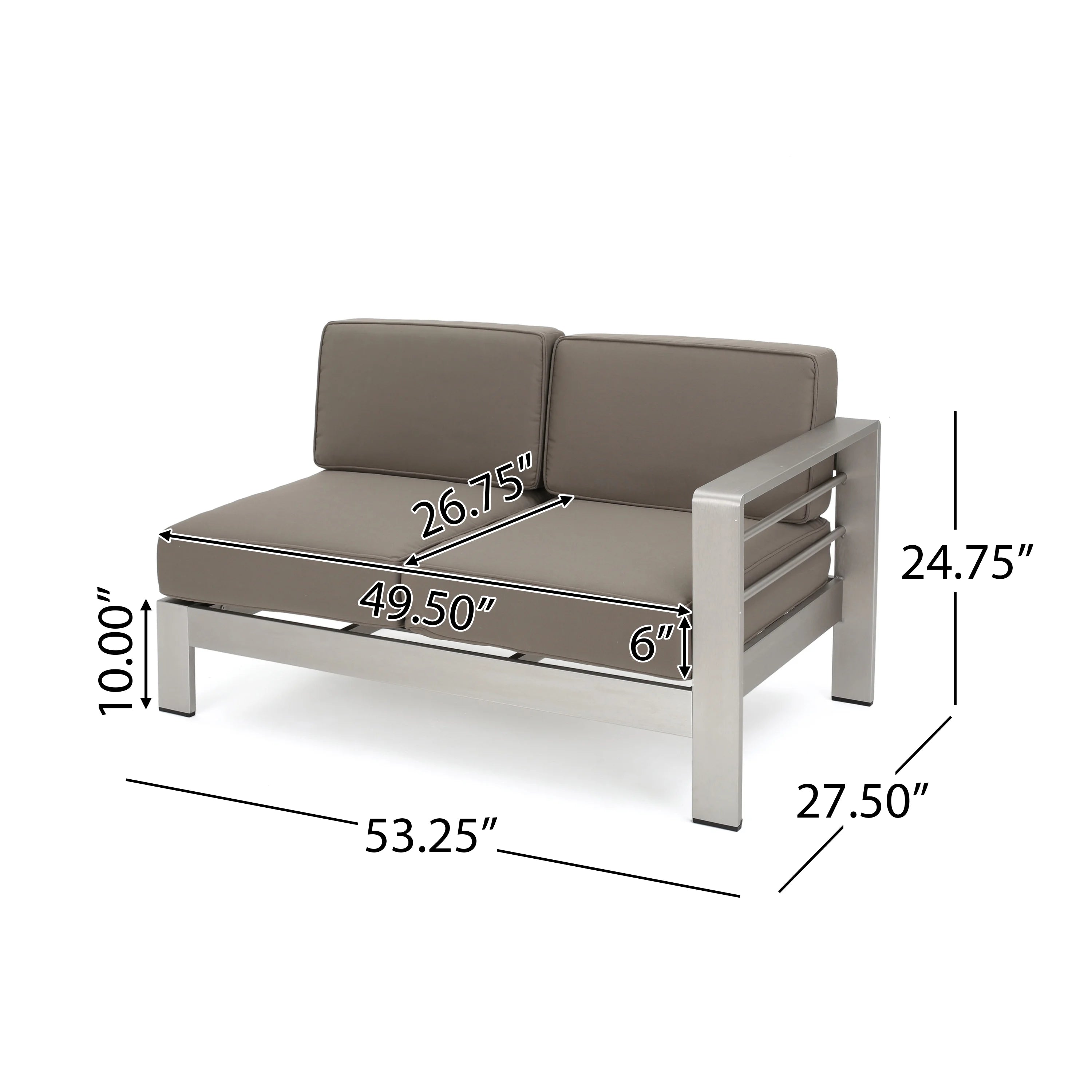 Silver and Khaki Outdoor Aluminum 11 Seater Sectional Sofa Set with Ottoman J192