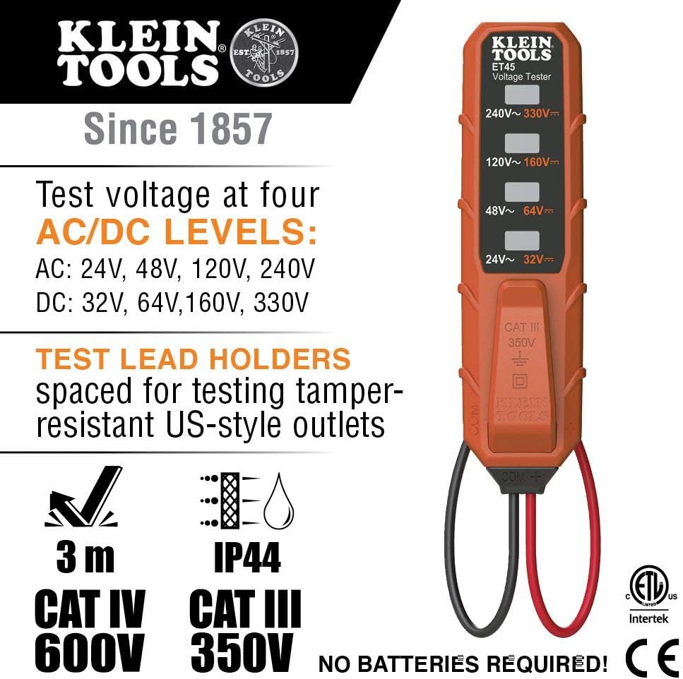 Non-Contact Voltage Tester Electrical Test Kit with Carrying Case and Batteries R747559