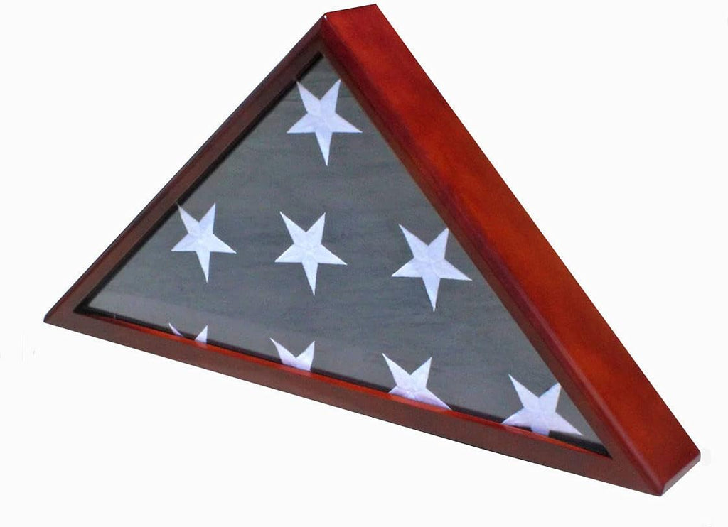 Solid Wood Memorial Flag Case Frame Display Case for 5x9.5' Flag Folded C58004