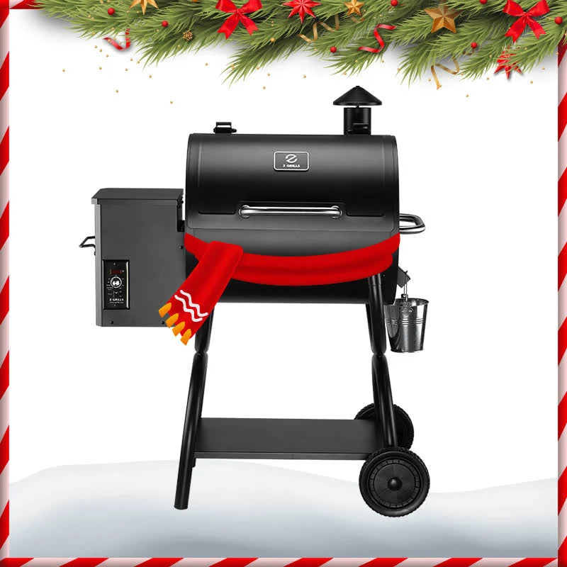 Black Wood Pellet Grill and Smoker 7-in-1 BBQ T8473