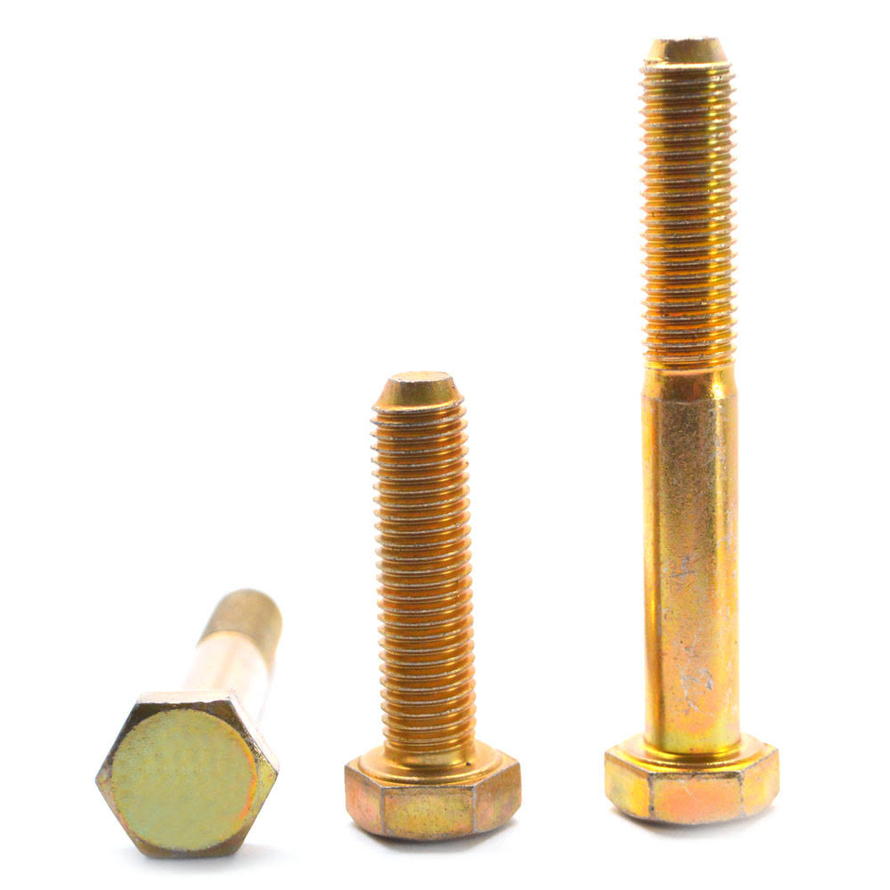 3/8x22-16 x 3 1/2x22 Coarse Thread Grade 8 Hex Cap Screw, USA Alloy Steel Yellow Zinc Plated, Pk 50 U422