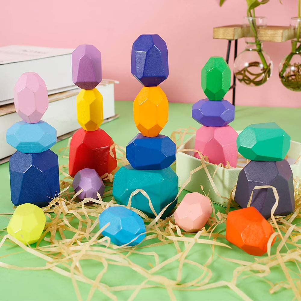 20PCS Wooden Balancing Stacking Stones Building Blocks Set E84363