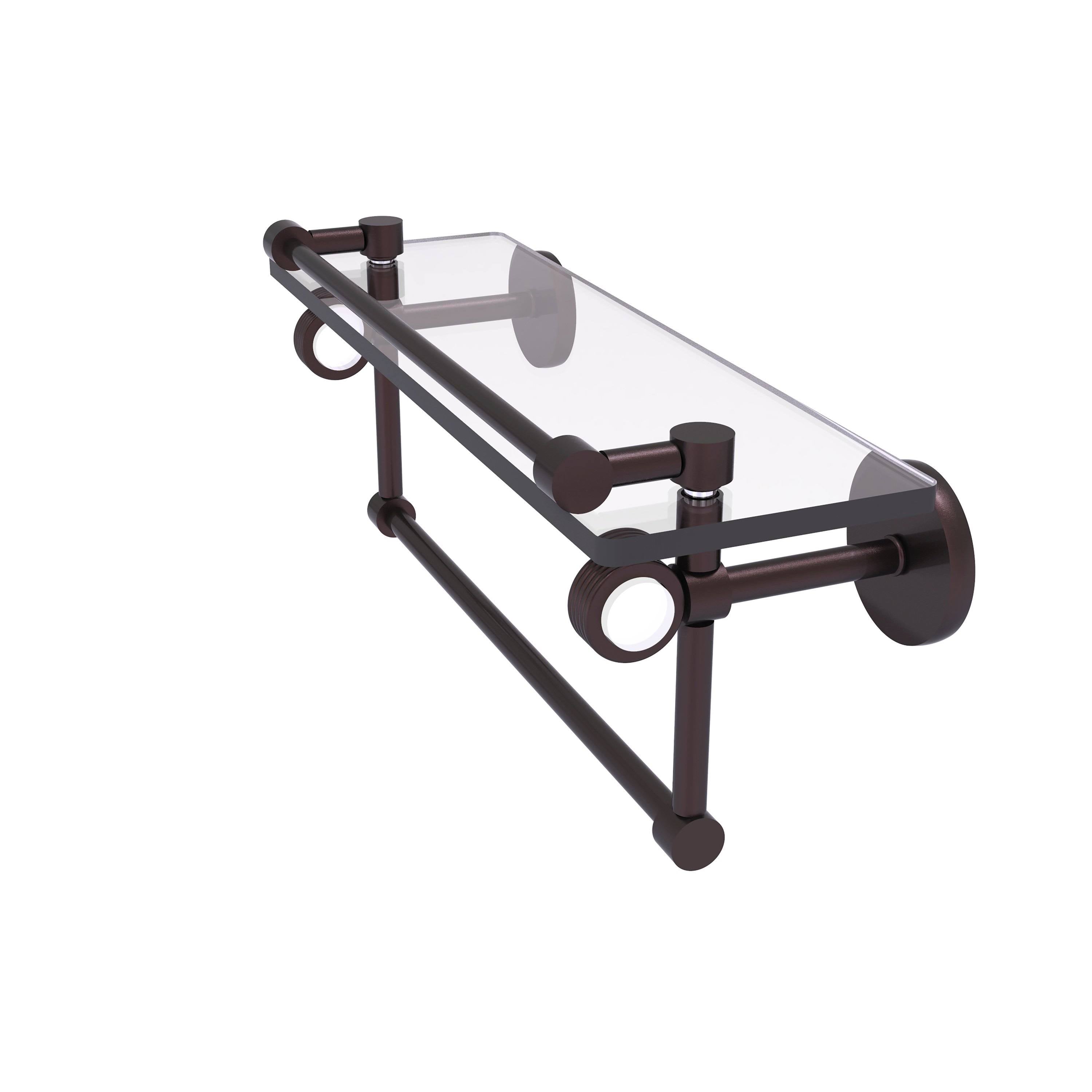Antique Bronze Glass Shelf with Gallery Rail and Towel Bar E239