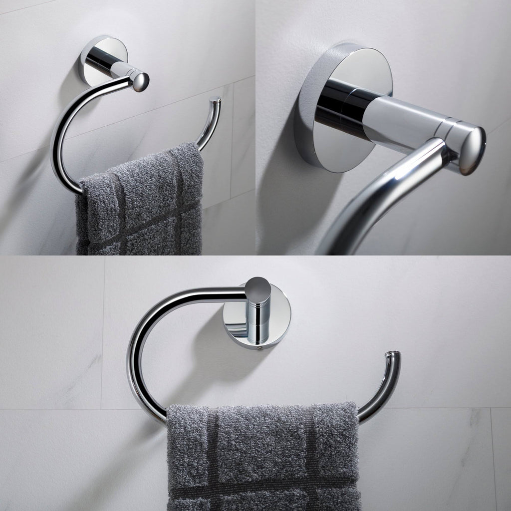 24 in. Brushed Nickel Bath Hardware Set with Towel Bar Paper Holder Towel Ring Robe Hook 4 Piece J5208