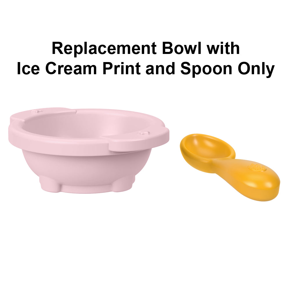 Pink Bowl with Ice Cream Print and Yellow Spoon L3783