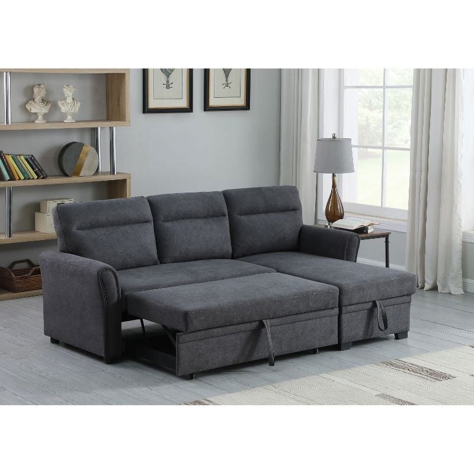 Dark Gray Fabric Sectional Sofa Sleeper Bed D746674