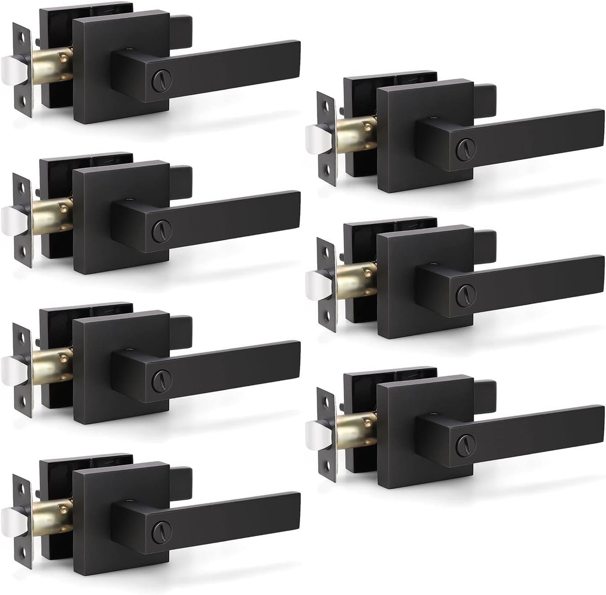 Matte Black Privacy Door Lever Handle, 8 Pack Q887