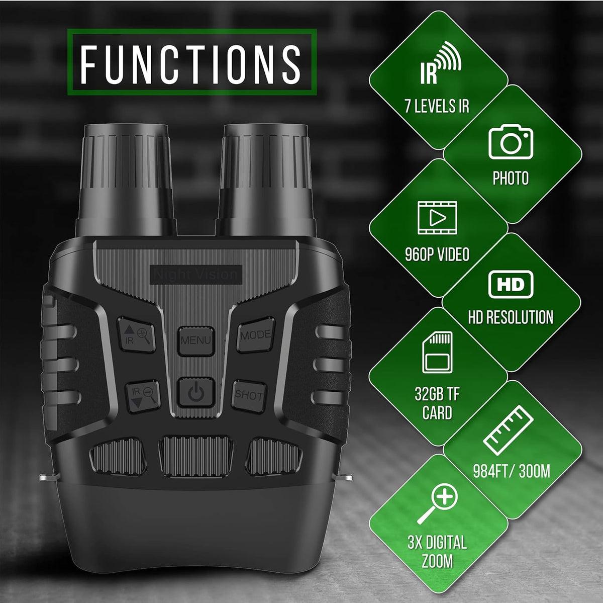 Night Vision Binoculars with 3X Digital Zoom Z3032