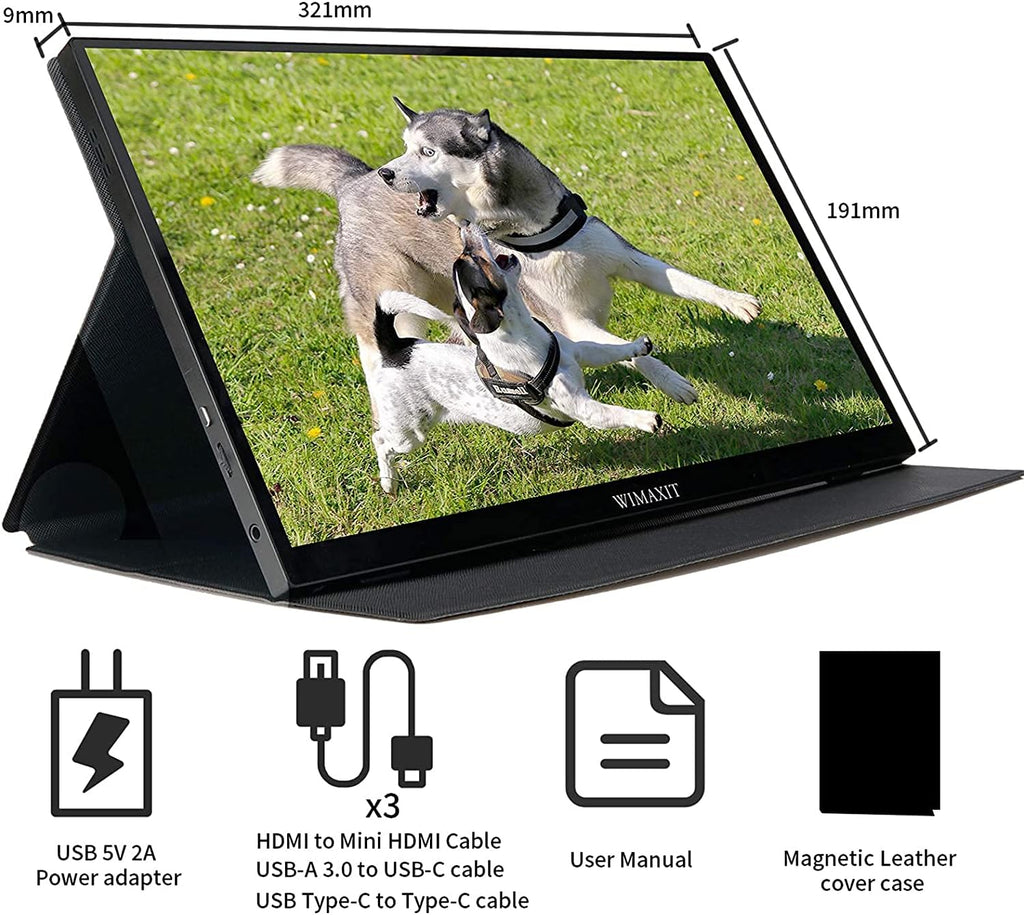 14inch Portable Touch Monitor 1920x1080 FHD External Display with Mini HDMI Input/USB-C Port/3.5mm Audio Out/Cover Stand B4422