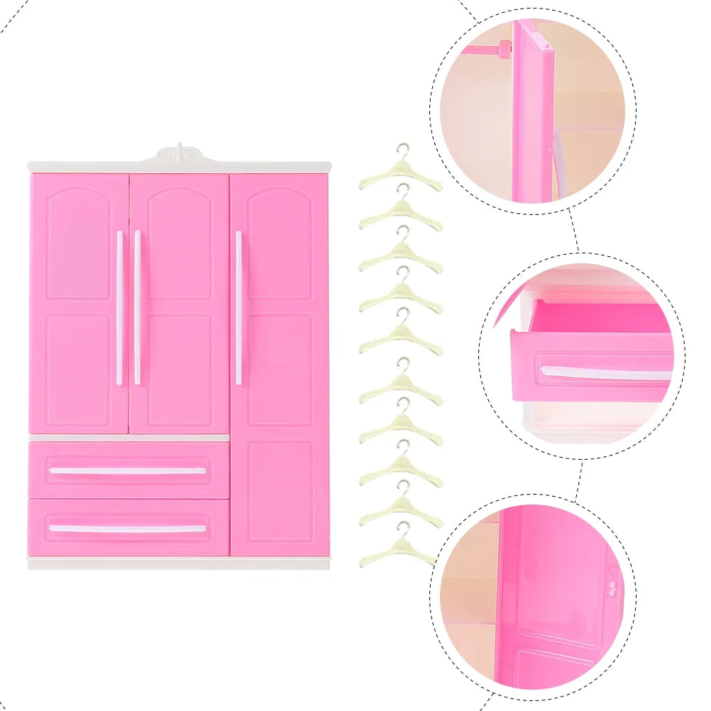 Doll Wardrobe Coat Hangers Furniture Storage Closet Rack Y701