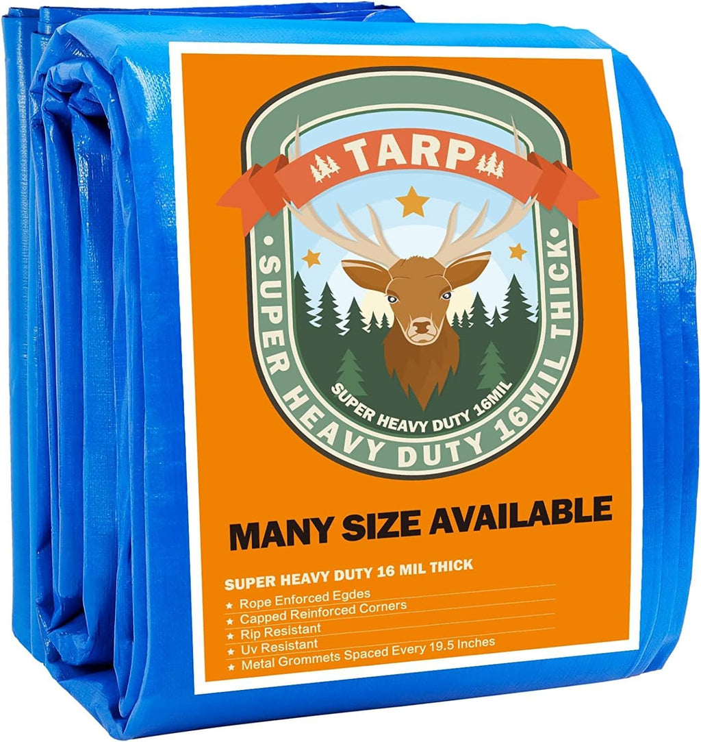Blue 20x30 Heavy Duty Waterproof Tarpaulin with Metal Grommets W8421