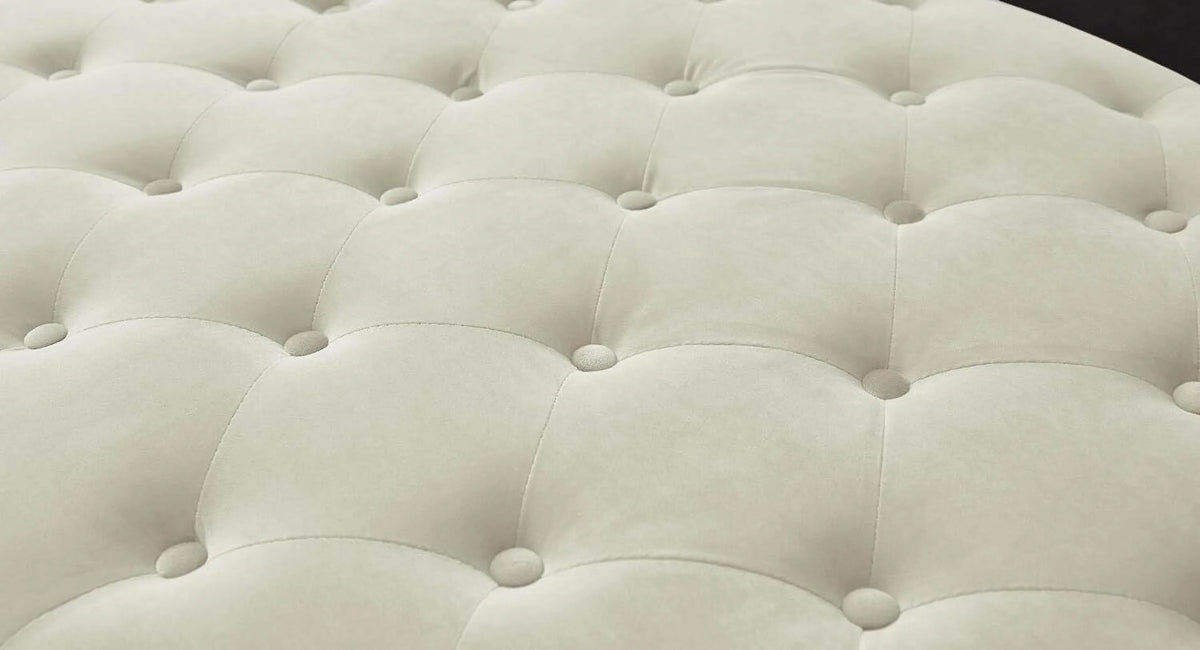 Ivory Velvet Upholstered Bench with 2 Pillows I2057