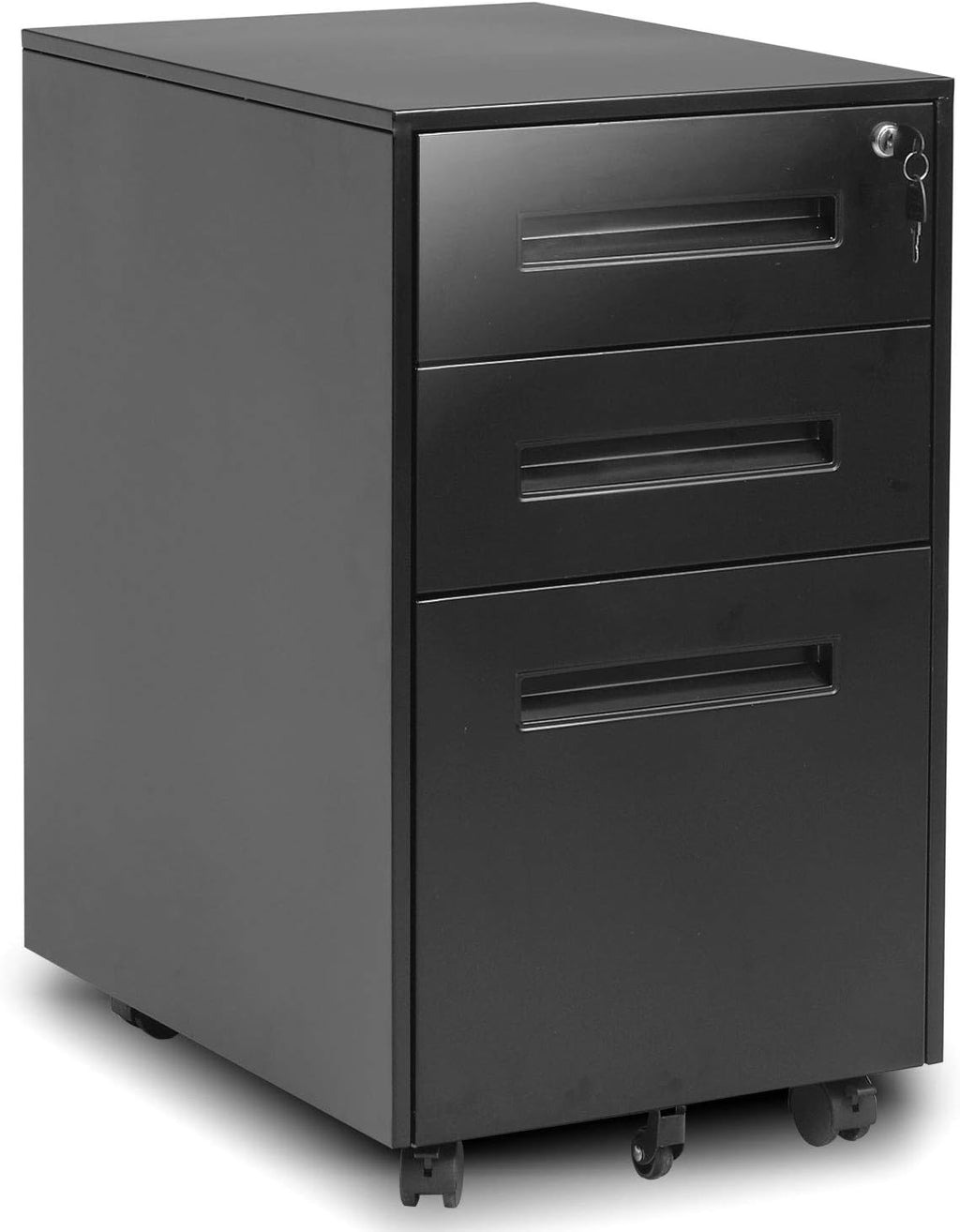 Black 3 Drawer Metal Rolling Vertical File Cabinet O91587