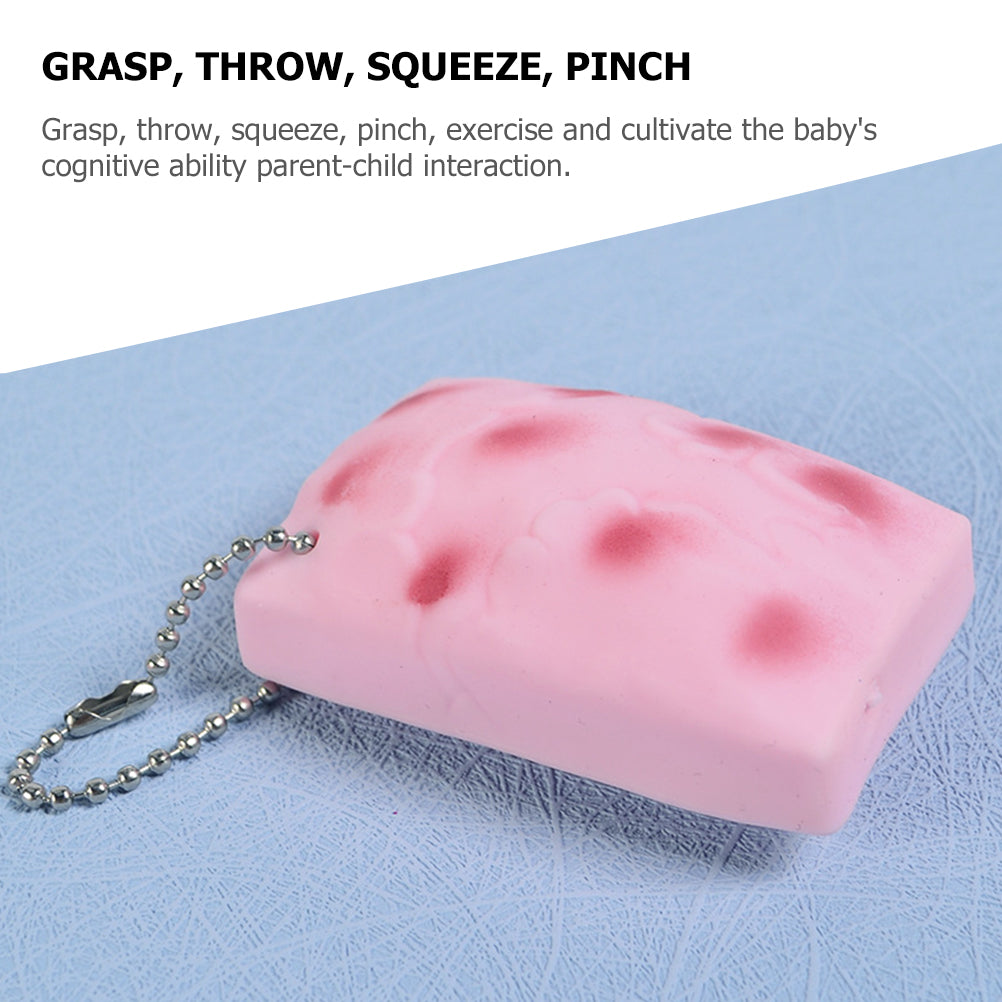 3 Pcs Squeeze Tofu Toy Cartoon Miniature Key Hanging Decor N829700