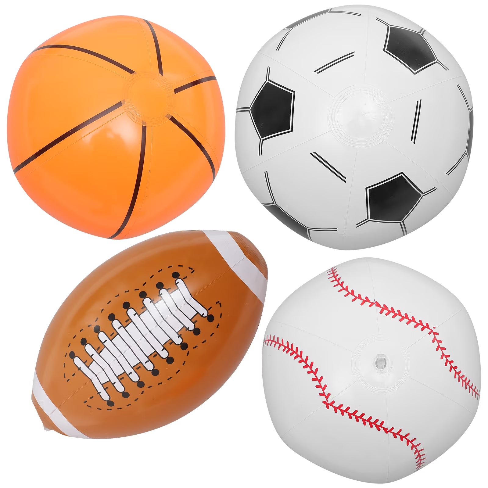 4pcs Inflatable Toy Beach Ball Baseball Basketball Soccer Football Plaything E577528