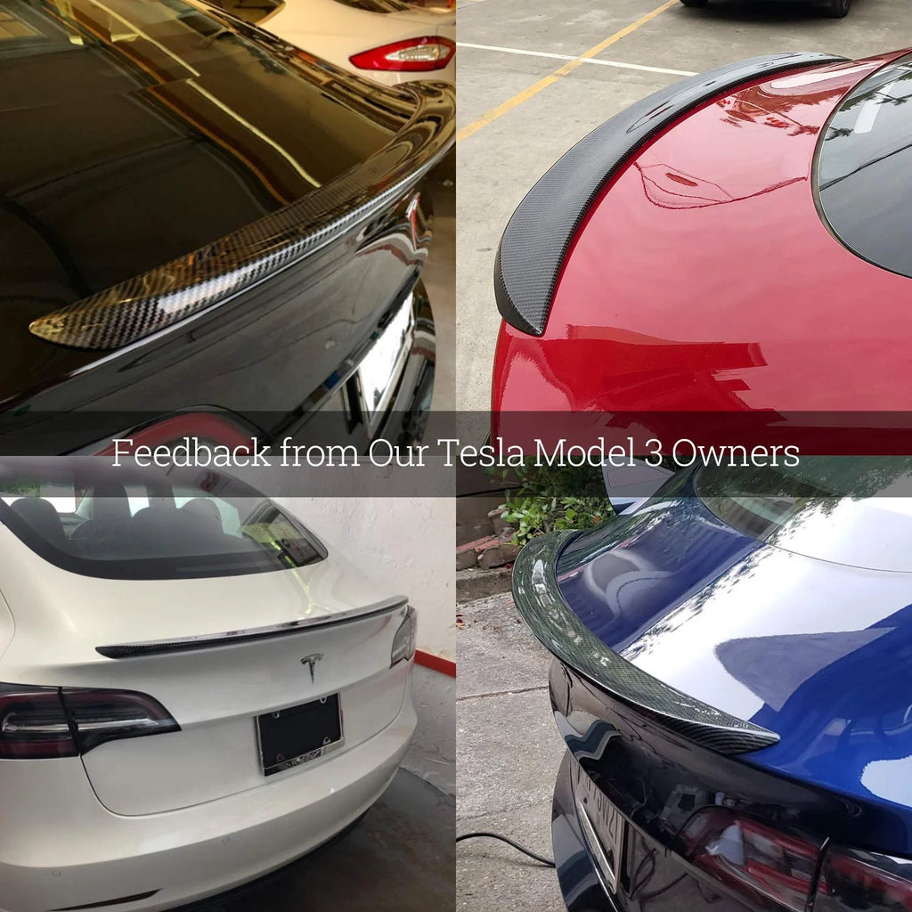 Real Carbon Fiber Trunk Spoiler Gloss Finish for Tesla Model 3 2017-2020 R3309