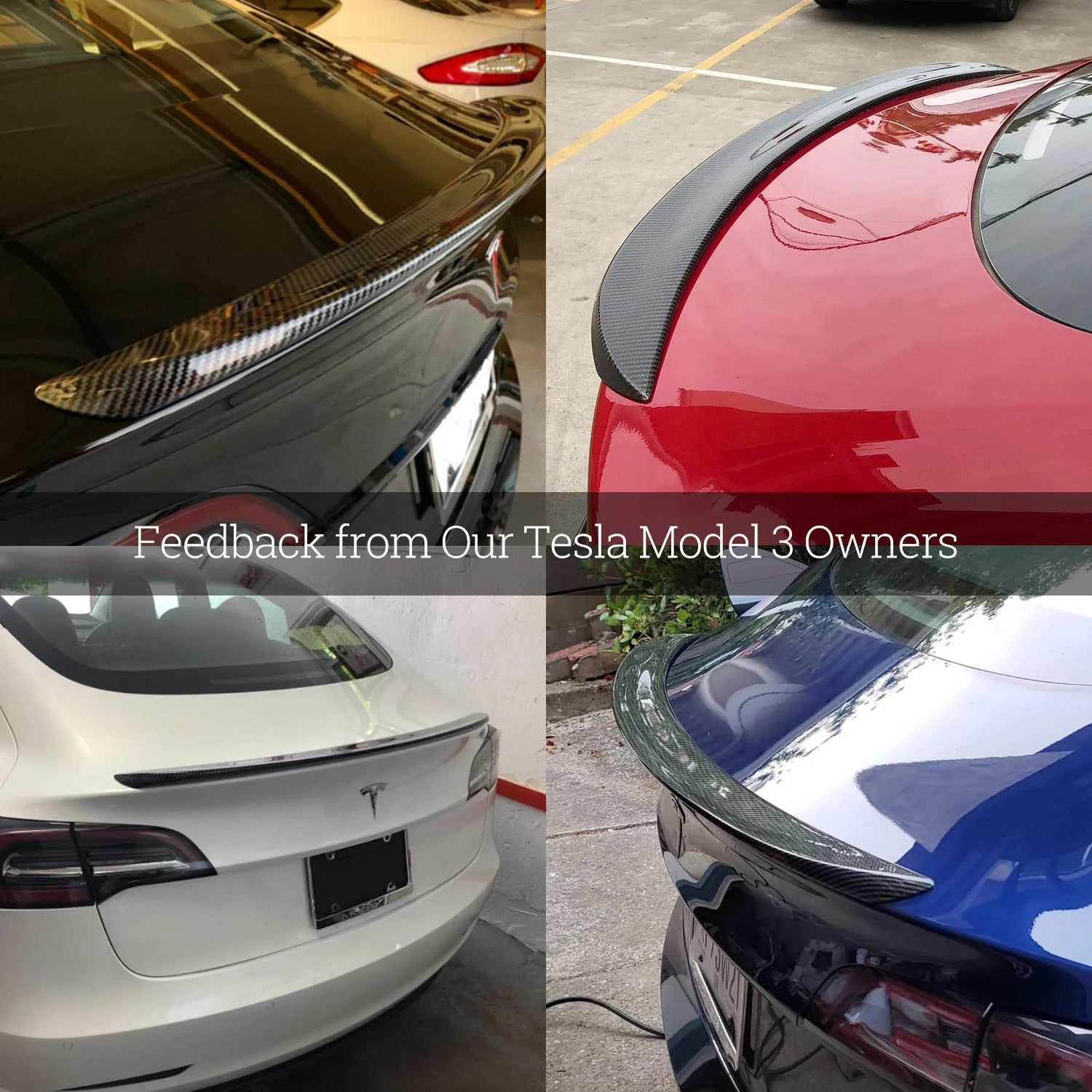 Real Carbon Fiber Trunk Spoiler Gloss Finish for Tesla Model 3 2017-2020 R3309