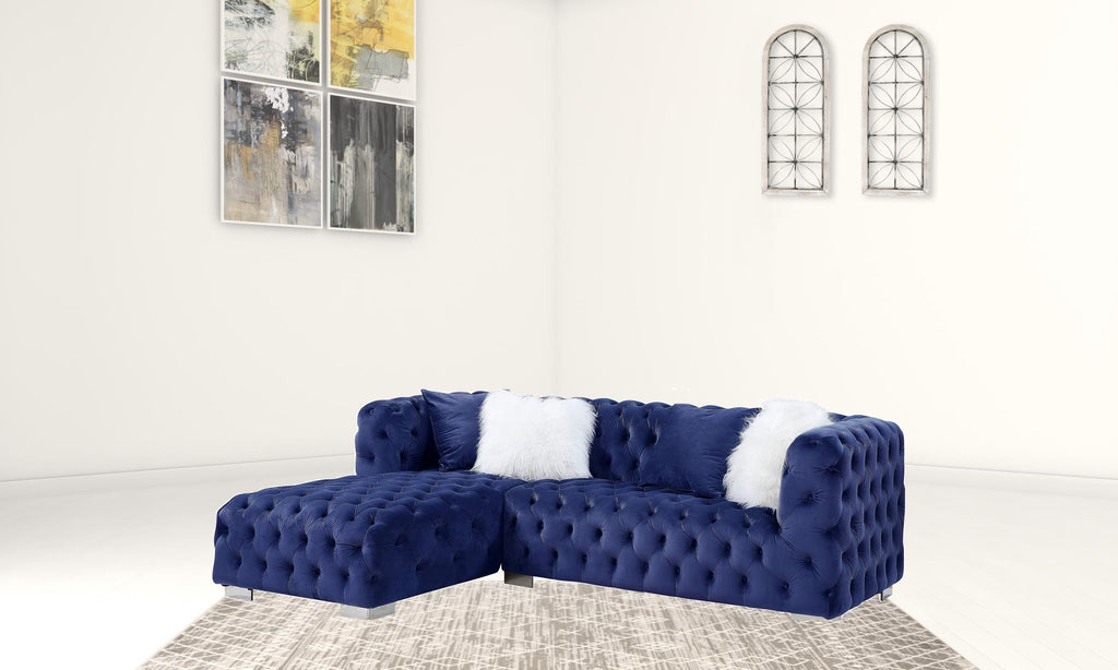 Velvet L Shaped Seating Component, Blue - 2 Piece G86035