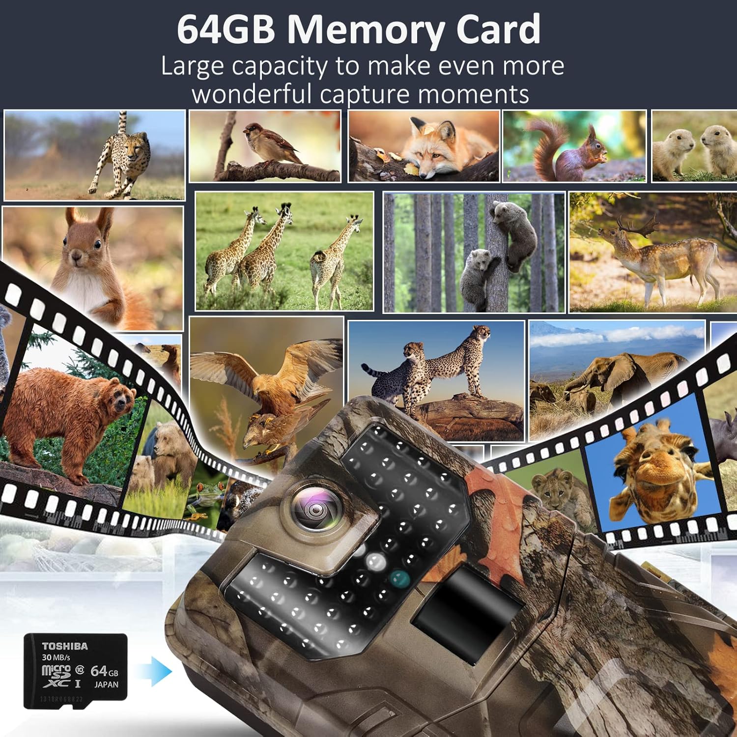 4K 30MP H.265 WiFi Trail Camera with Night Vision, Waterproof IP66, 64GB SD Card Included M8400