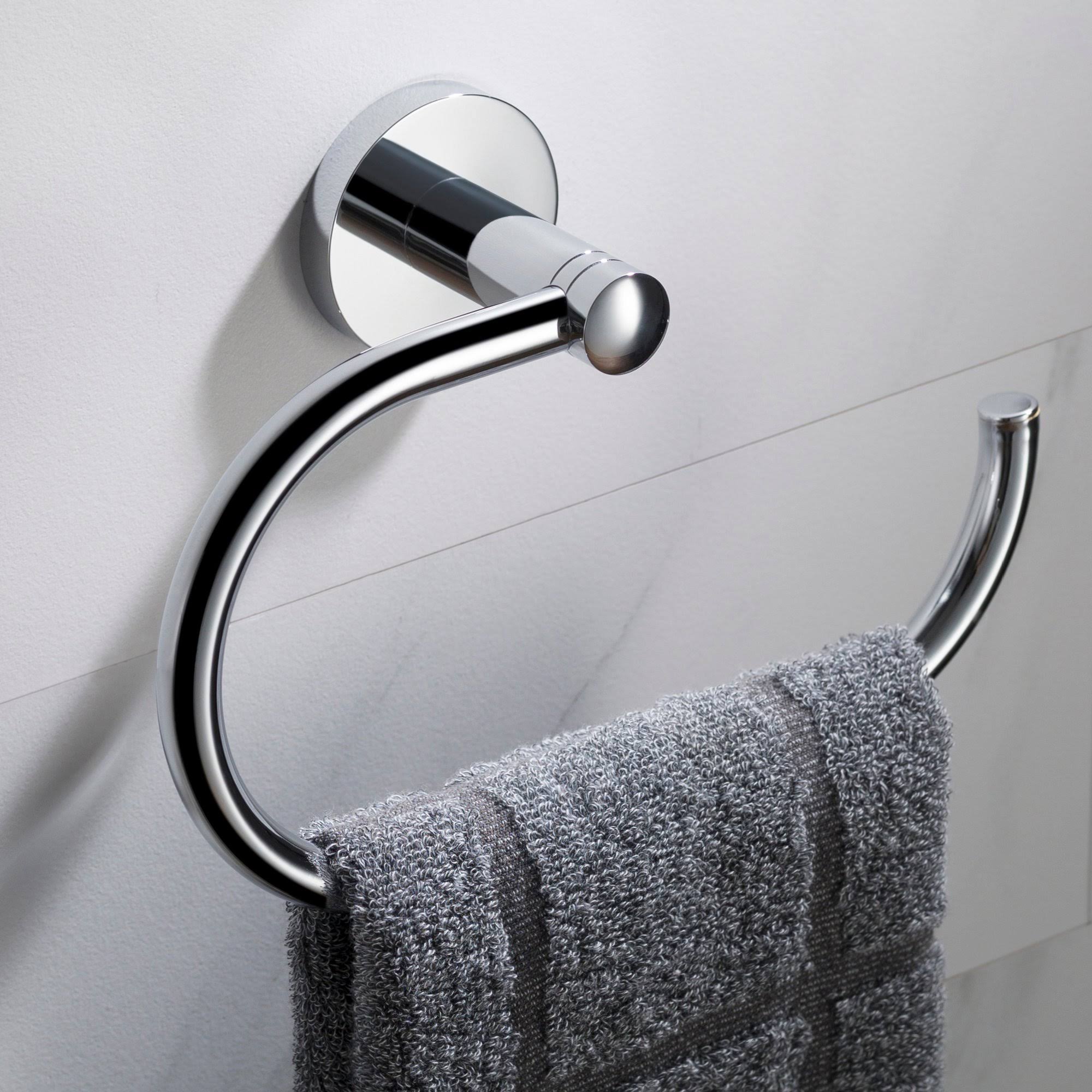 24 in. Brushed Nickel Bath Hardware Set with Towel Bar Paper Holder Towel Ring Robe Hook 4 Piece J5208