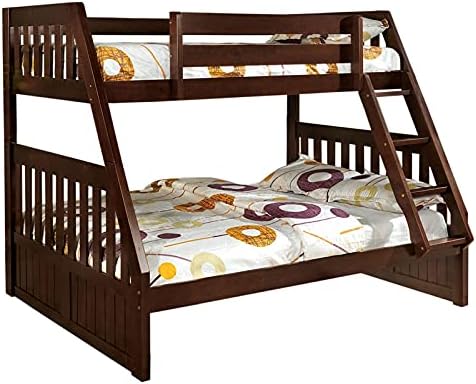 Twin Over Full Bunk Bed in Dark Walnut J33722
