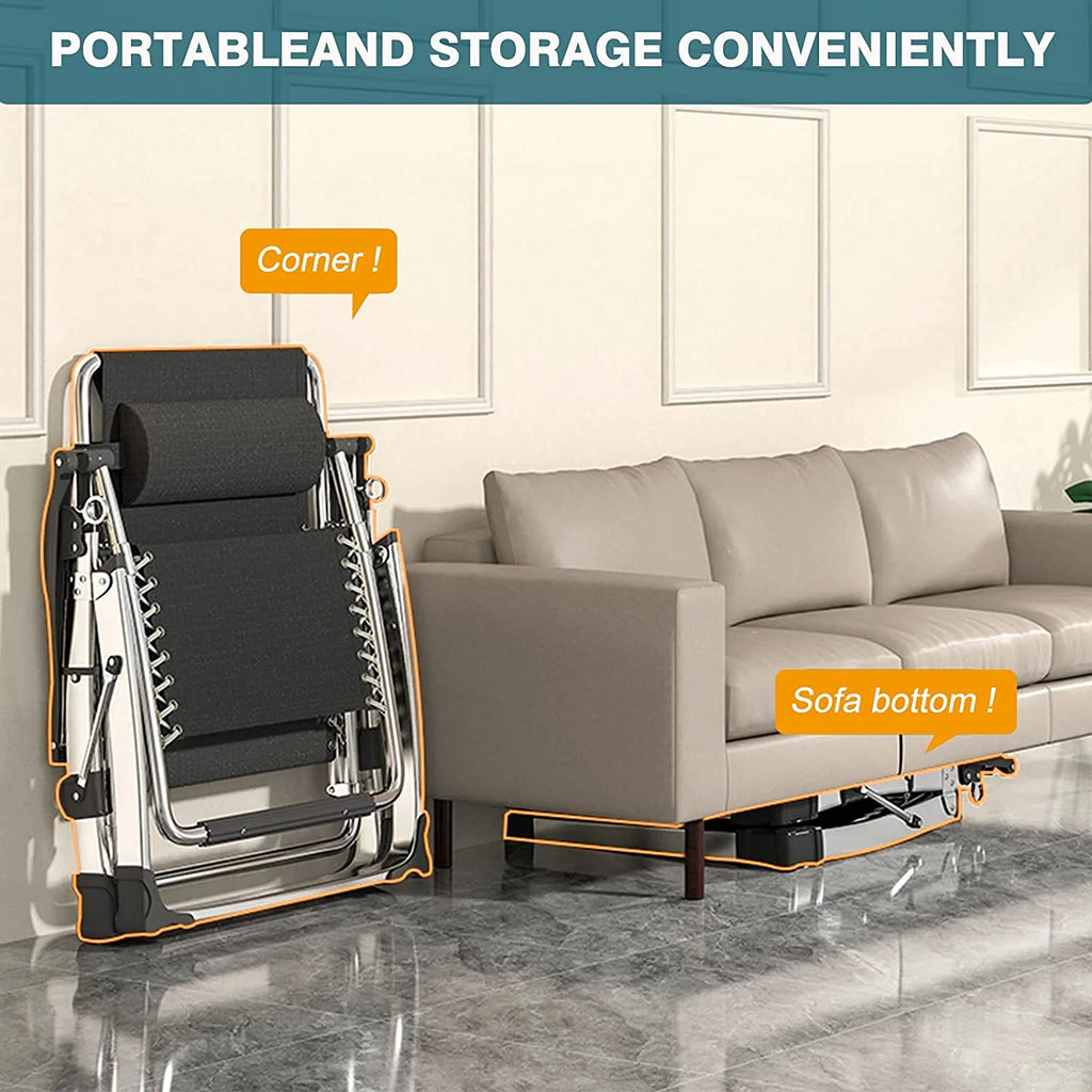 Zero Gravity Reclining Patio Folding Chair with Removable Cushion, Cup Holder, Support 440 LBS C39455