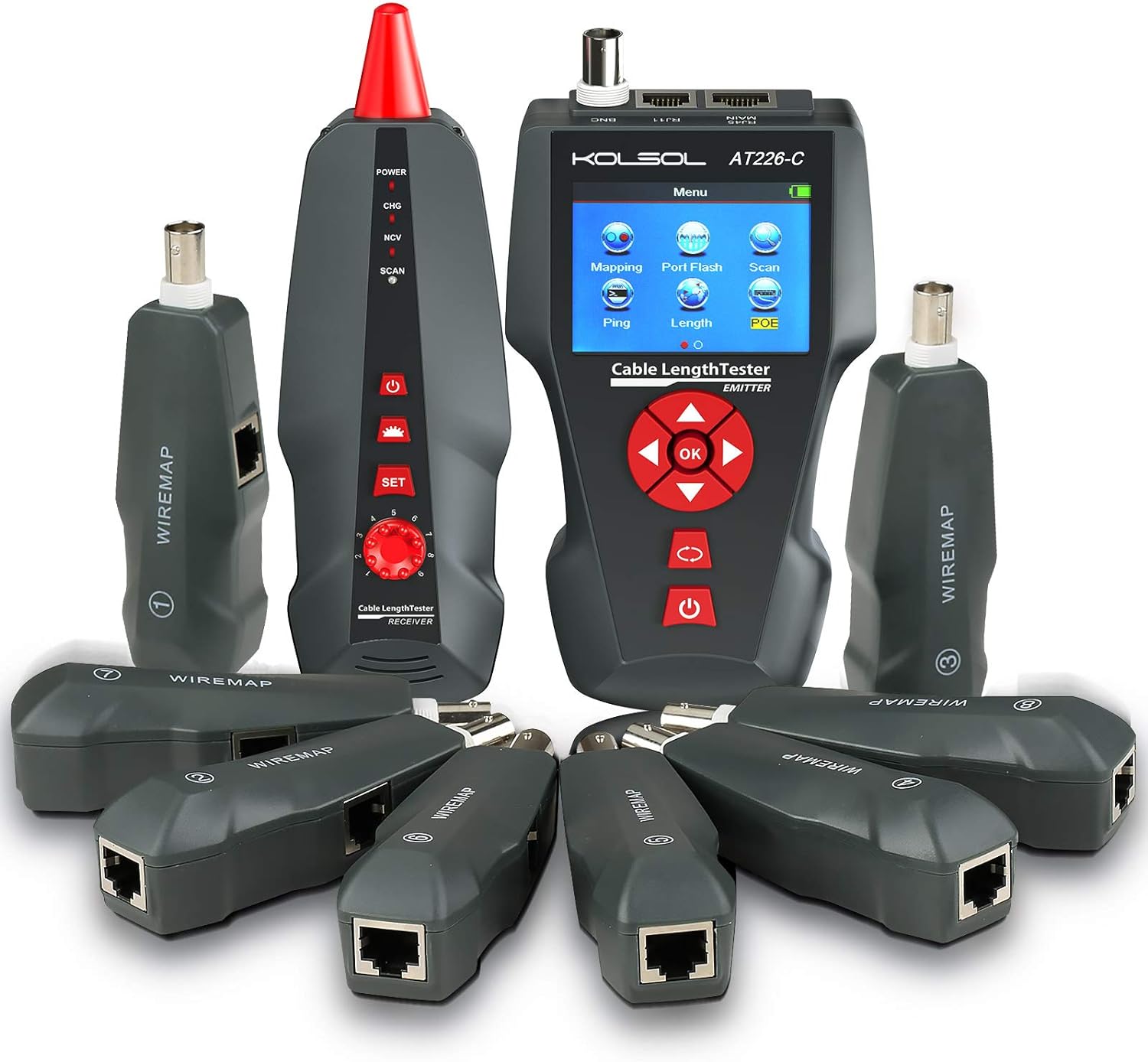 Network Cable Tester with LCD for RJ45, RJ11, BNC, Metal Cable M363