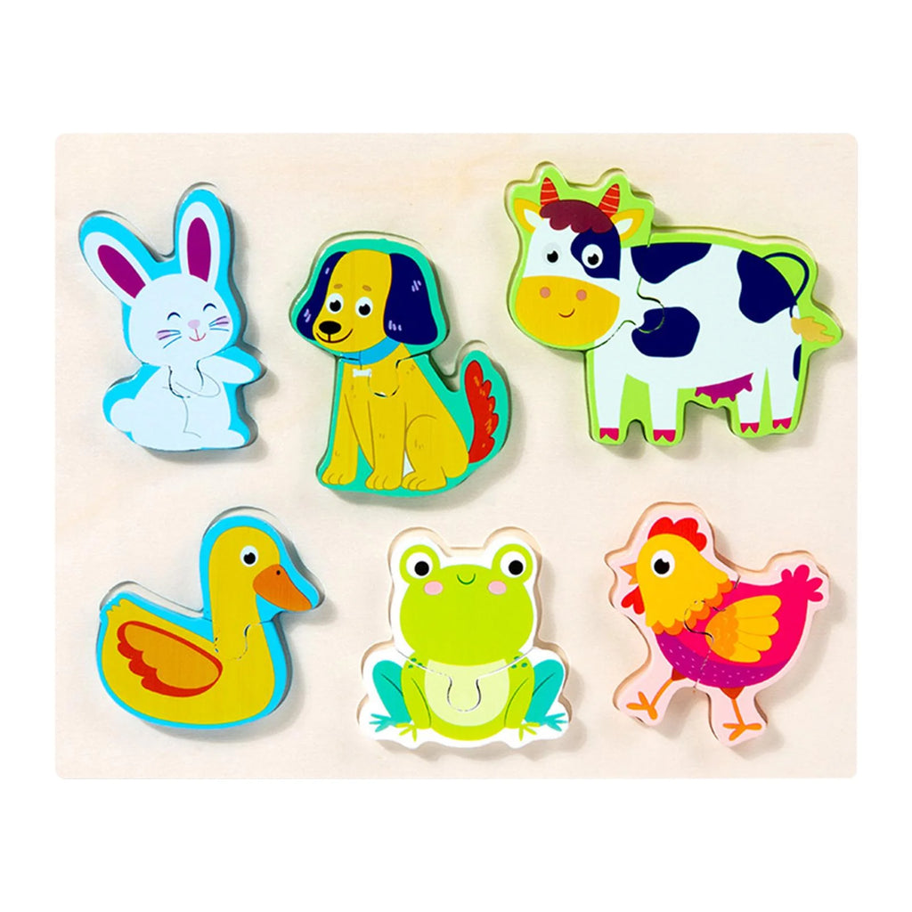 Wooden Puzzle Educational Toys Colors and Shapes Cognition Montessori Toys for 1 2 3 Year Old Girls Boys Animal P363