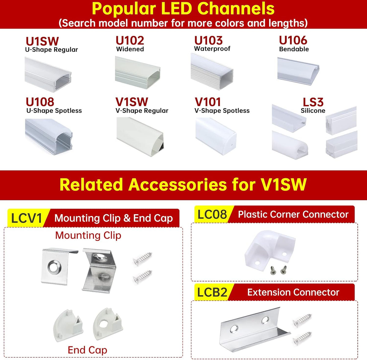 Black LED Channel System with Crystal Smoky Clear Cover Lens, Aluminum Extrusion Profile Strip Tape Lights V-Shape D565972