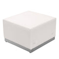 White LeatherSoft Ottoman with Stainless Steel Base K83413