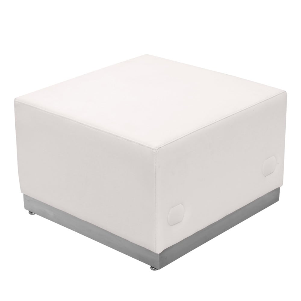 White LeatherSoft Ottoman with Stainless Steel Base K83413
