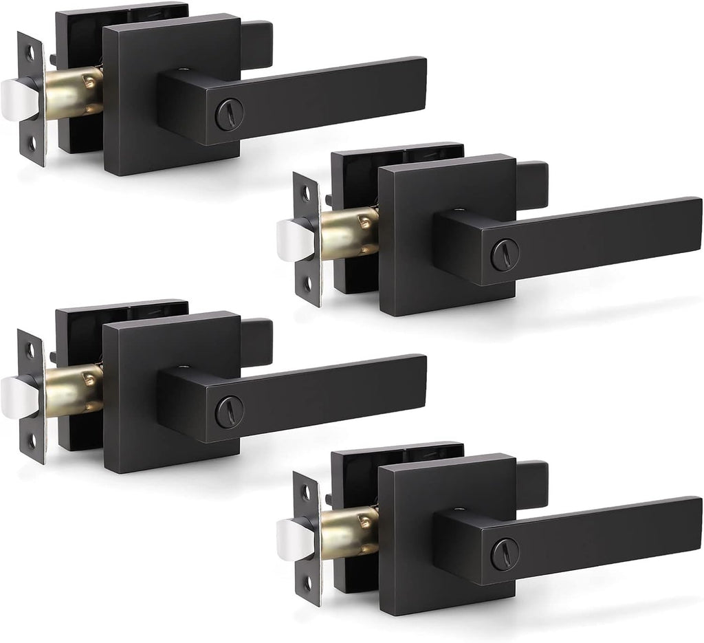 Matte Black Privacy Door Lever Handle, 8 Pack Q887