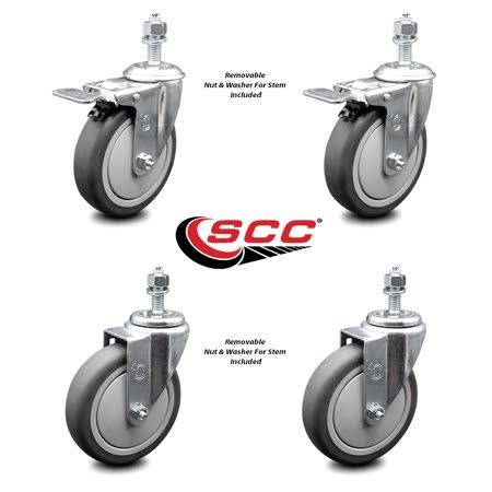 Set of 4 Black Swivel Threaded Stem Caster Wheels U728