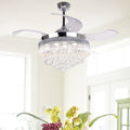 Crystal LED Ceiling Fan with Retractable Blades and Remote V508