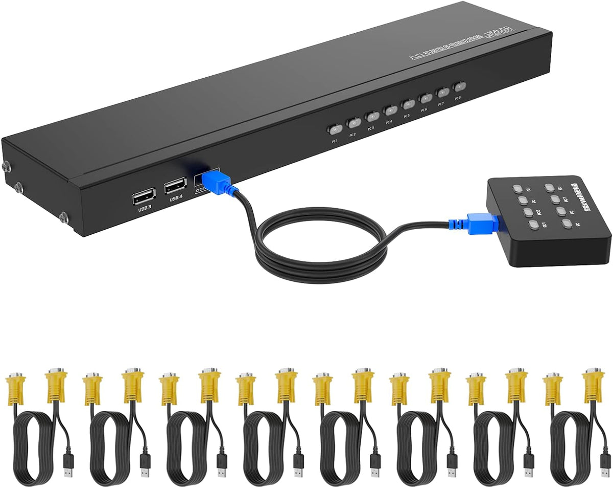 VGA KVM 8 Port Rackmount KVM with 8 KVM Cables E448539