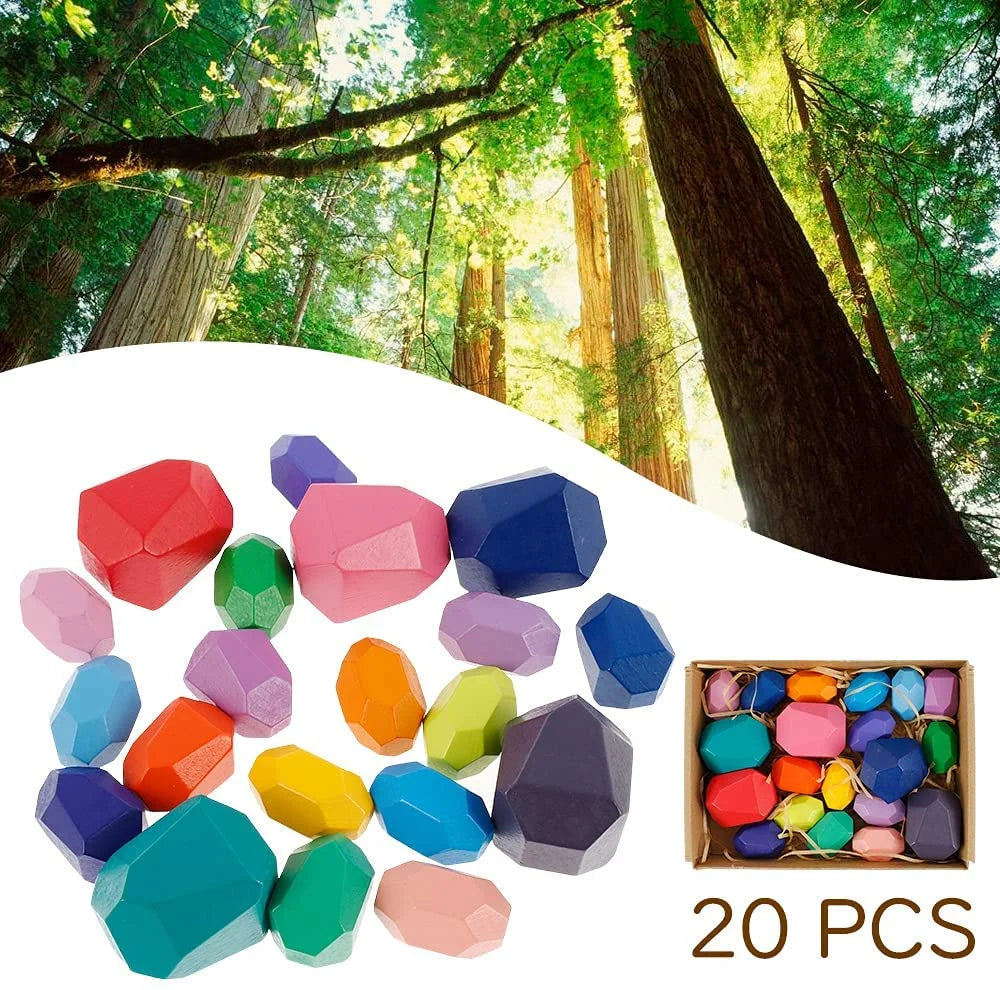 20PCS Wooden Balancing Stacking Stones Building Blocks Set E84363