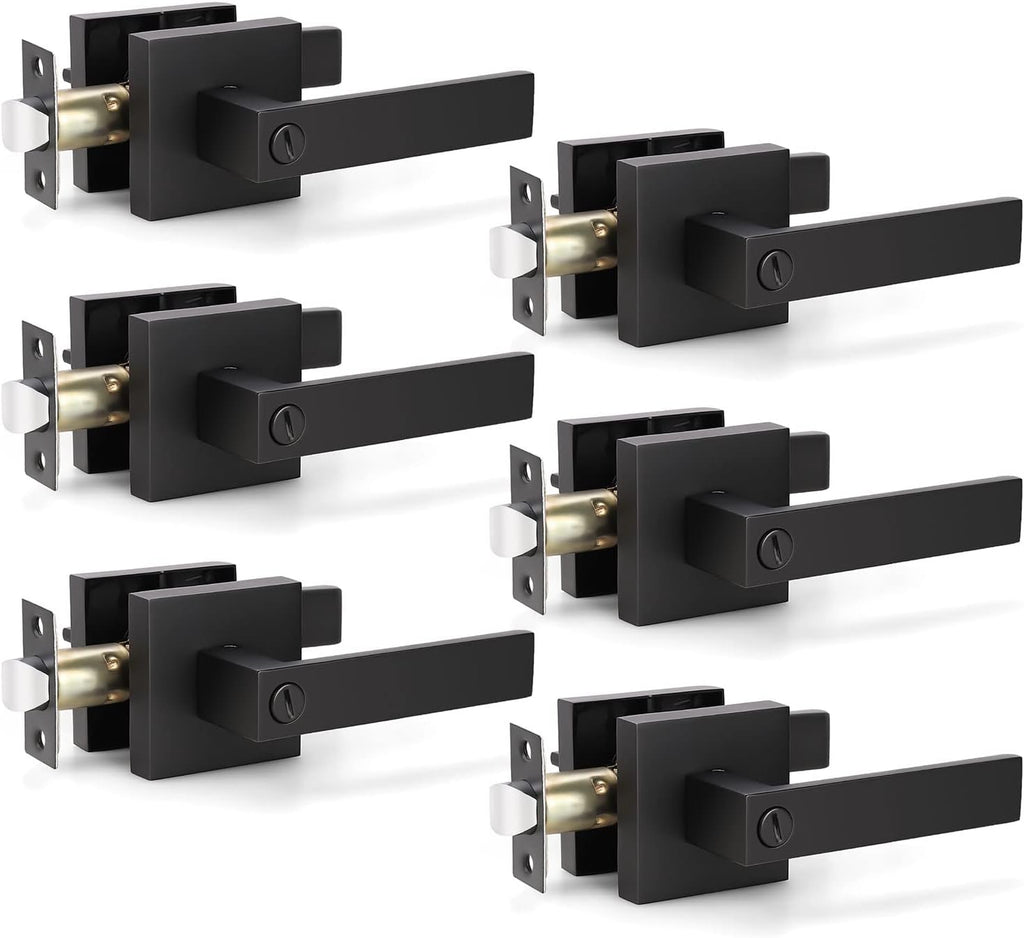Matte Black Privacy Door Lever Handle, 8 Pack Q887
