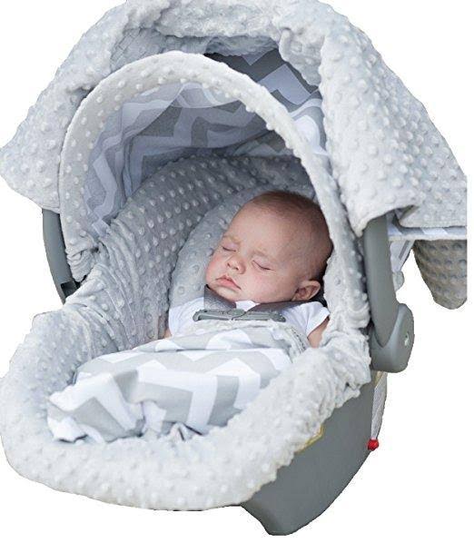 5 PC Carseat Canopy Baby Infant Car Seat Cover Kit with Minky Fabric C6300
