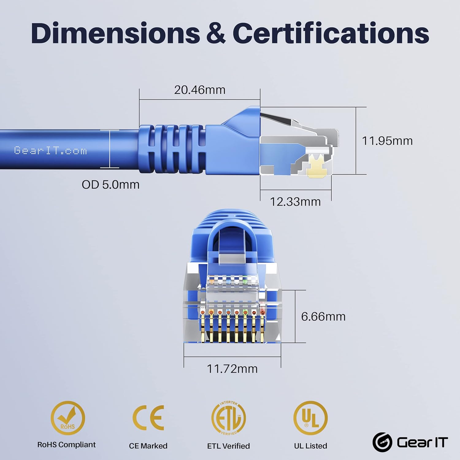 Blue Snagless RJ45 Ethernet Patch Cable 100-Pack 1 Foot Y6460
