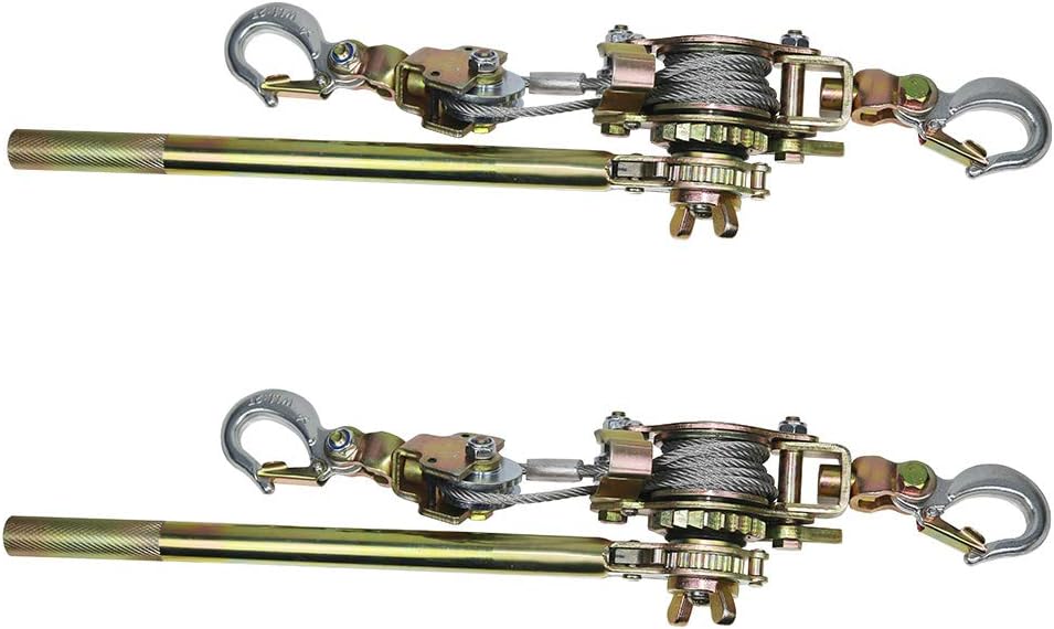 4400LB Heavy Duty Cable Hoist Puller with 2 Hooks, Pack of 2 F567602
