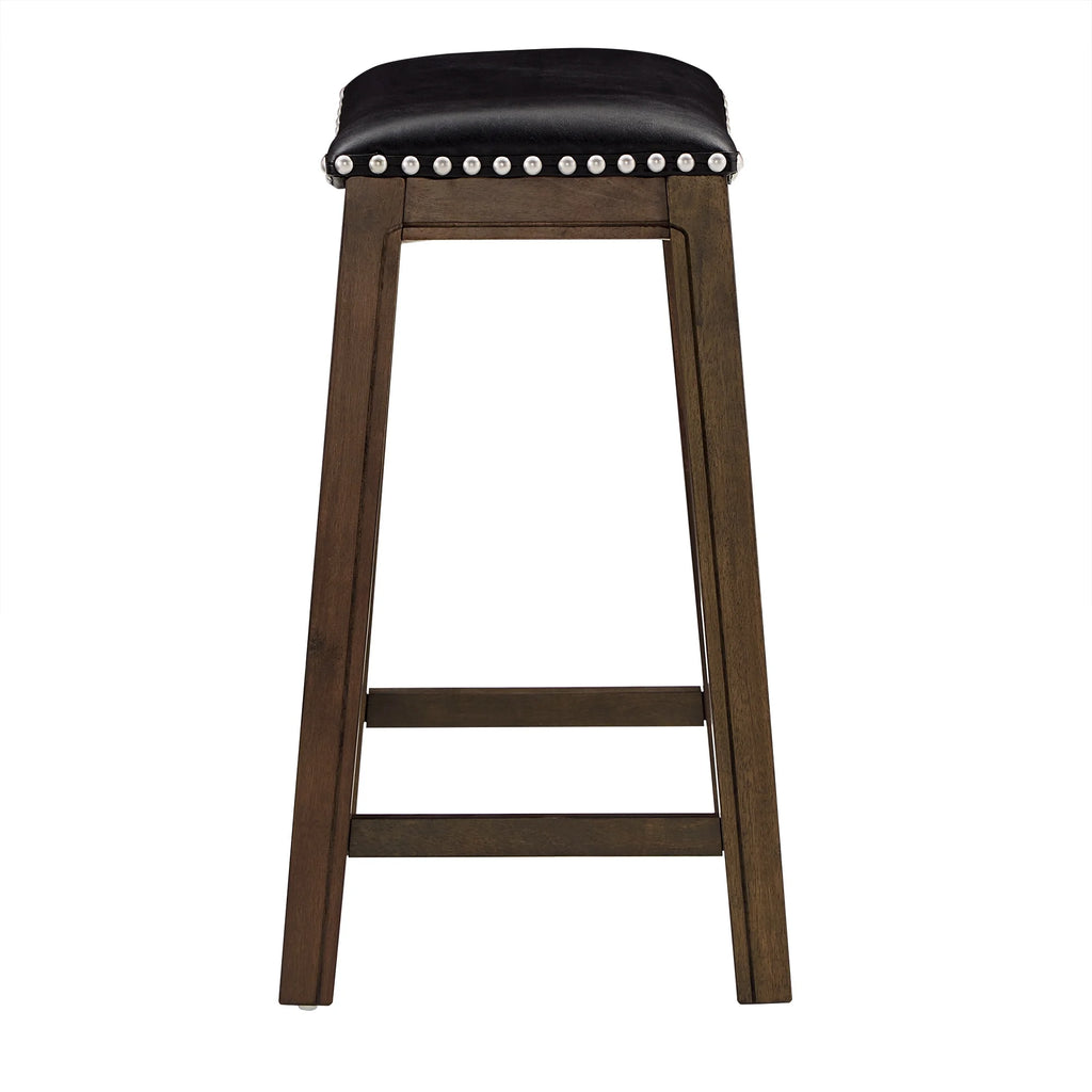 Black Faux Leather Backless Counter Height Stool N837167