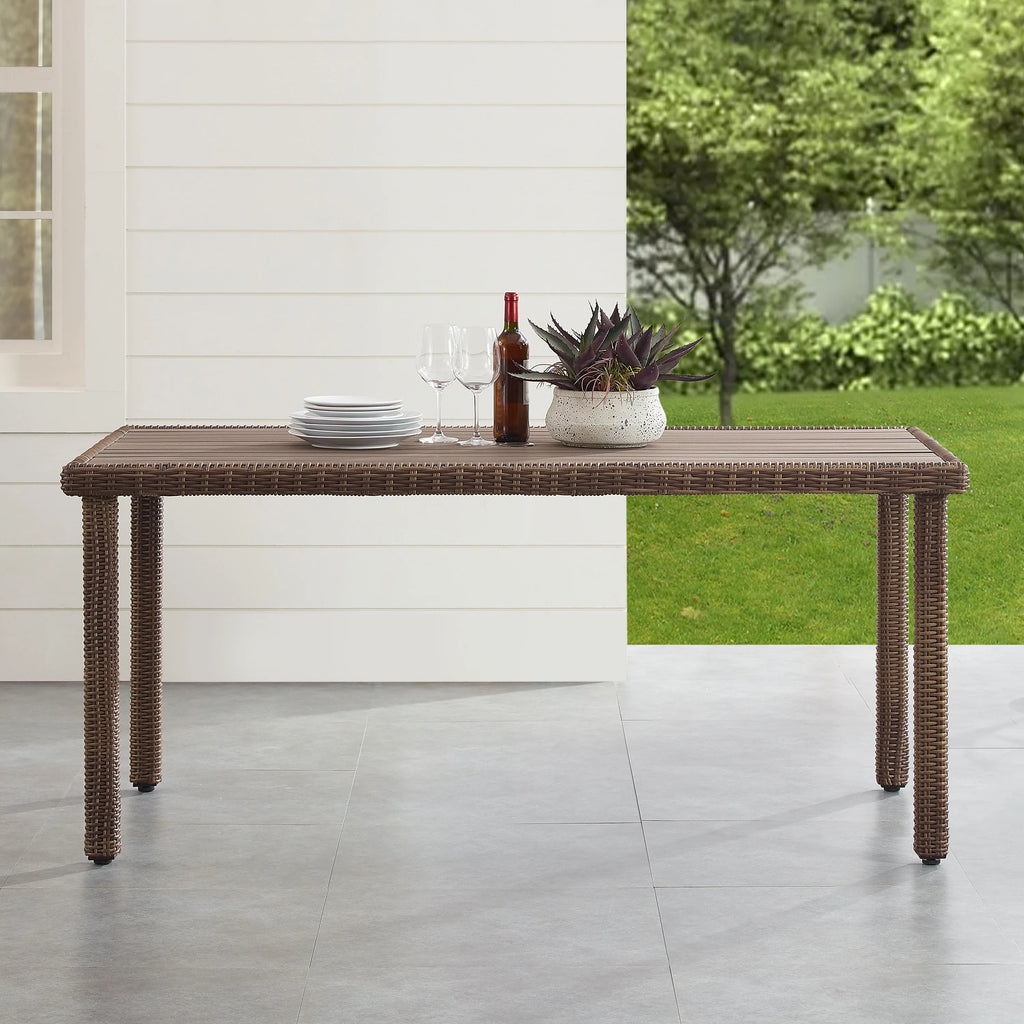 Wicker 6-Person Outdoor Dining Table with Umbrella Hole T502