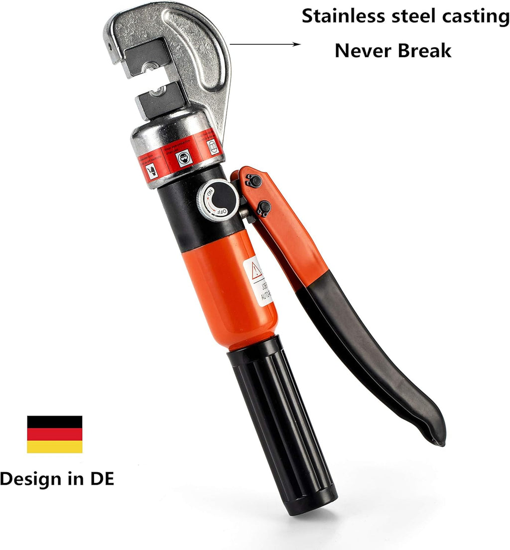 10 Ton Hydraulic Cable Crimper Hand Tool for 1/8, 3/16 Stainless Steel Cable C2869