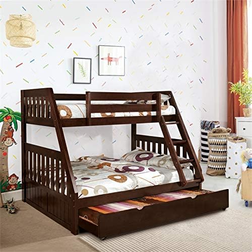 Twin Over Full Bunk Bed in Dark Walnut J33722