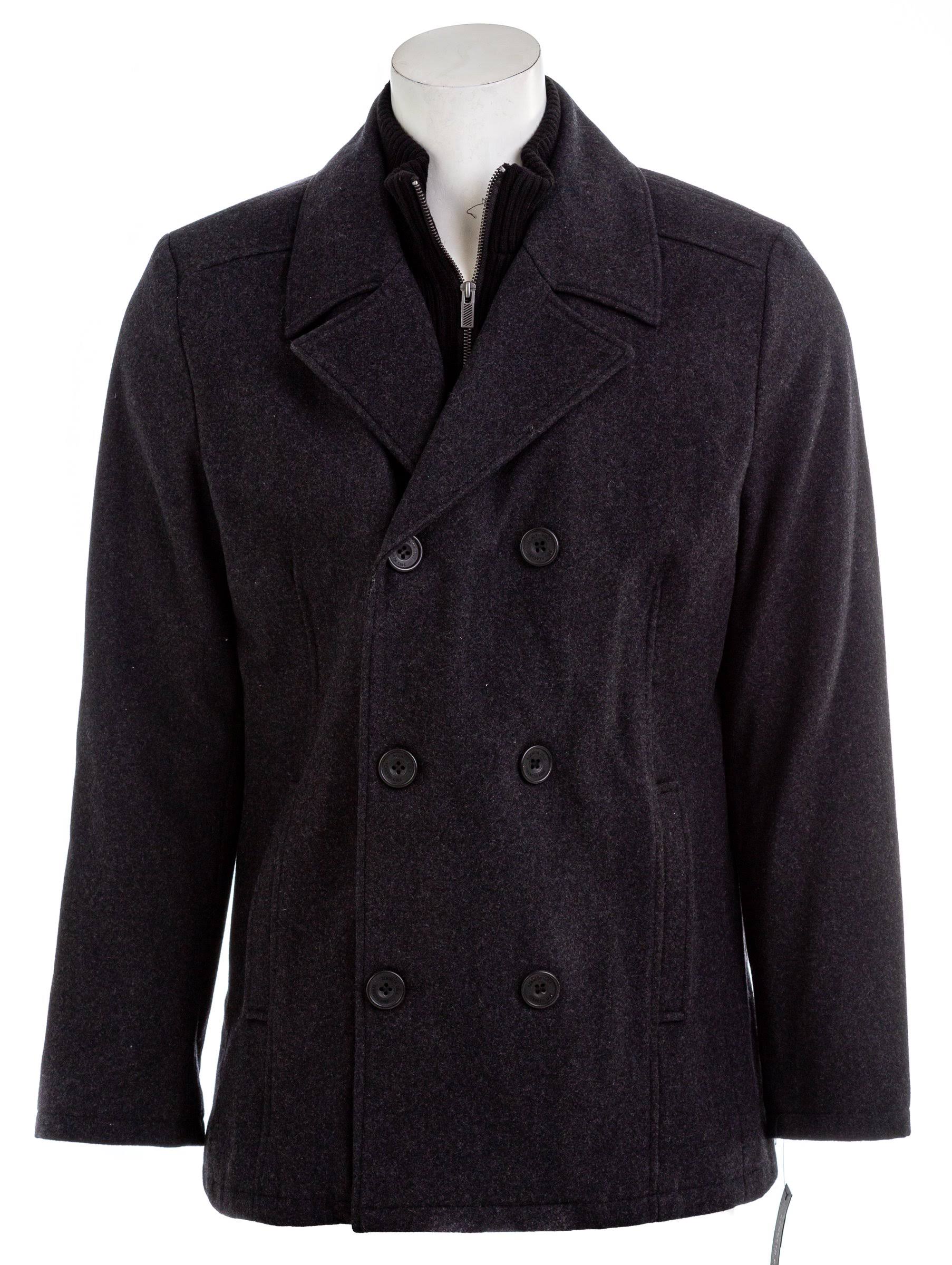 Mens Double Breasted Wool Blend Peacoat Y6239